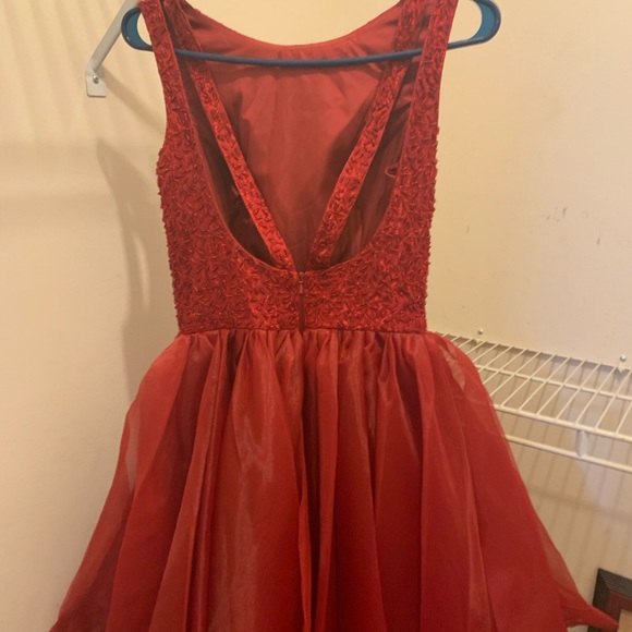 Red beaded silk prom/party gown - Picture 5 of 6